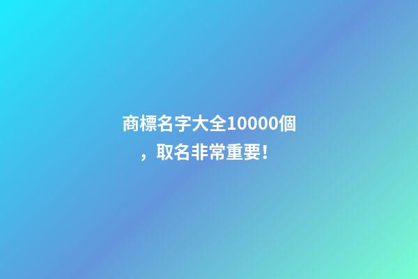 商標名字大全10000個，取名非常重要！-第1張-商標起名-玄機派